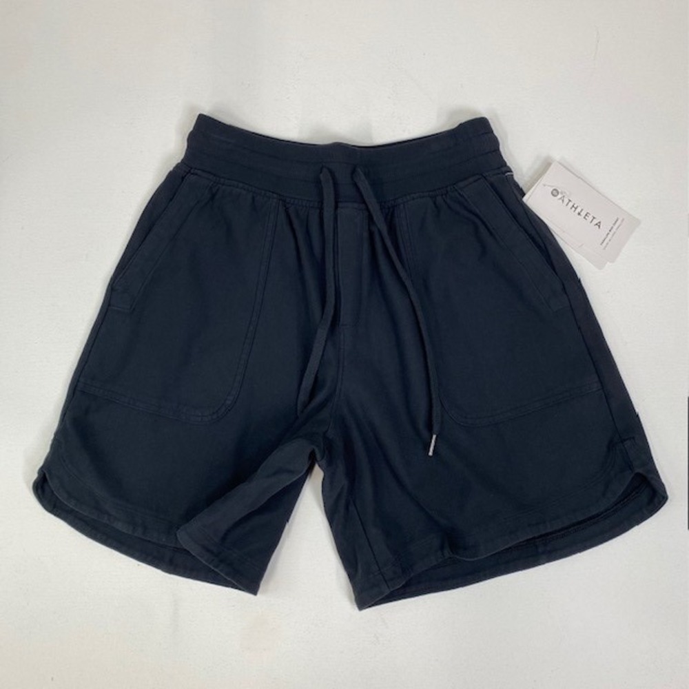 Athleta Women's Farallon Midi Short Lounge Drawstring Pockets‎ Black Size SP NEW